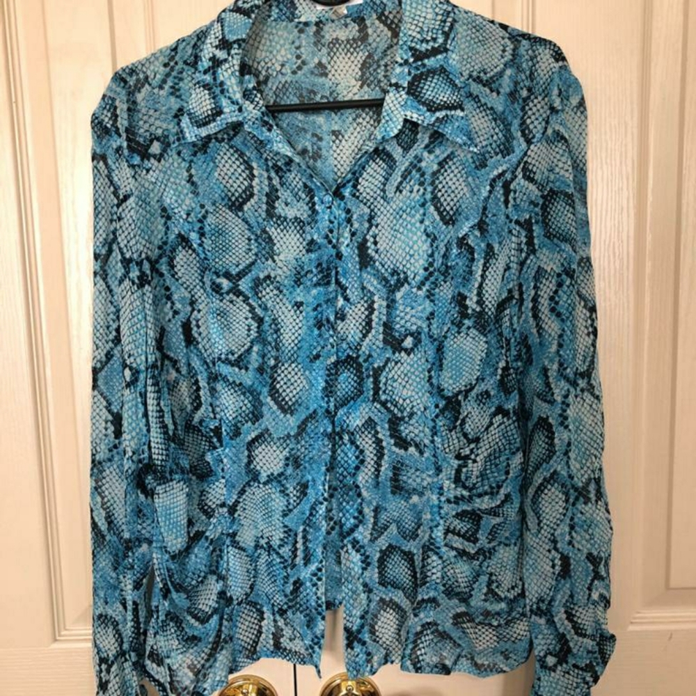 Women's Vintage Escada sheer rattlesnake blouse